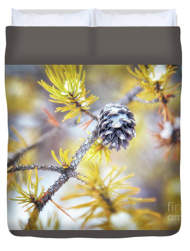 Pine Tree Duvet Cover featuring the photograph In the Pines by Becqi Sherman