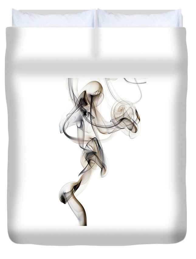 White Background Duvet Cover featuring the photograph Incense Smoke by Vando Nascimento
