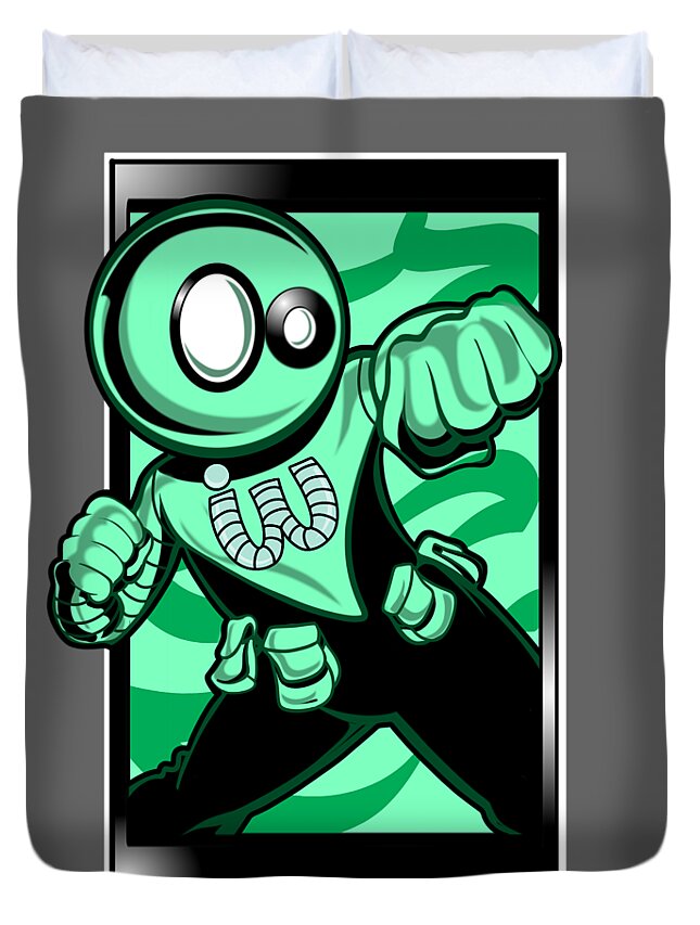 Superheroes Duvet Cover featuring the digital art Inchworm by Demitrius Motion Bullock