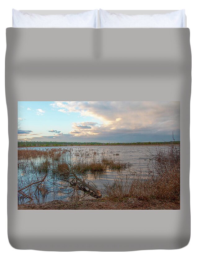 New Jersey Duvet Cover featuring the photograph Incoming In The New Jersey Pine Barrens by Kristia Adams