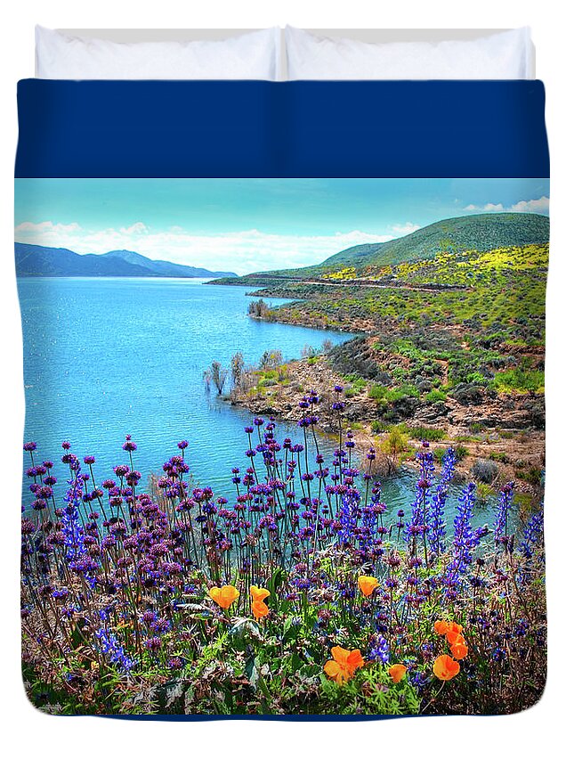 Superbloom Duvet Cover featuring the photograph Incredible Beauty at Diamond Valley Lake - Superbloom 2019 by Lynn Bauer