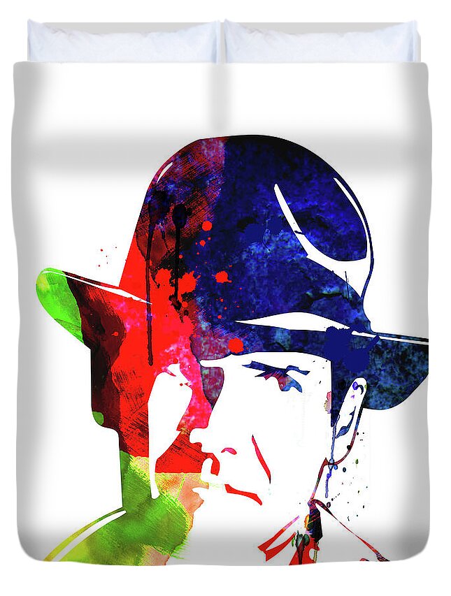 Movies Duvet Cover featuring the mixed media Indiana Jones Watercolor by Naxart Studio