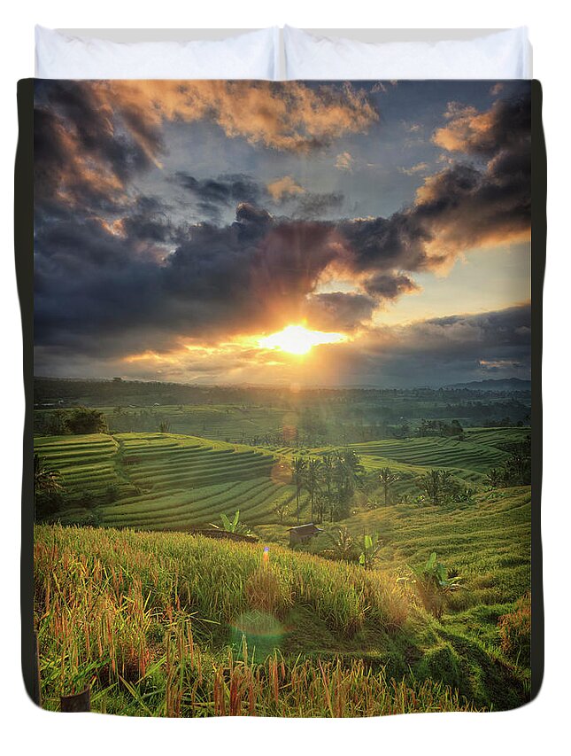 Tranquility Duvet Cover featuring the photograph Indonesia, Bali, Jatiluwih Rice Terraces by Michele Falzone