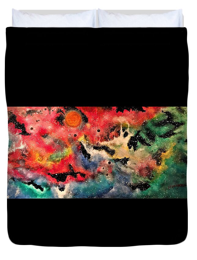 Space Duvet Cover featuring the painting Infinite Infinity 1.0 by Esperanza Creeger