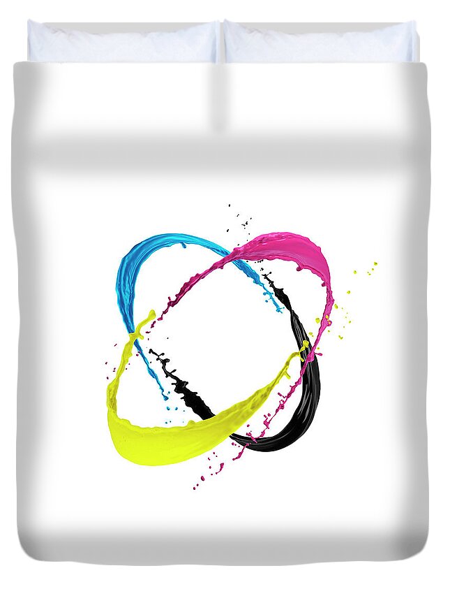 White Background Duvet Cover featuring the photograph Ink In Cmyk Colors by Jonathan Knowles