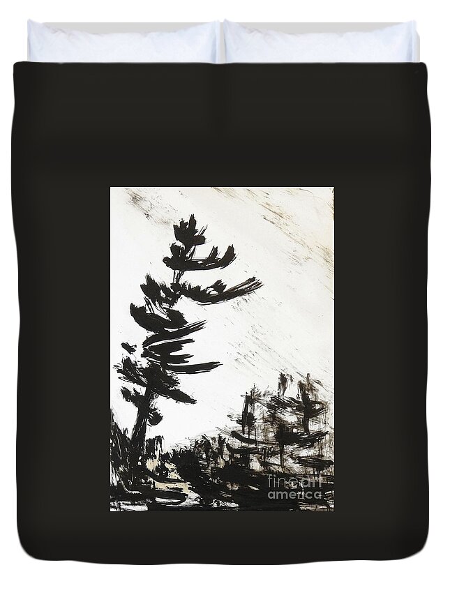 Landscape Duvet Cover featuring the painting Ink pochade 42 by Petra Burgmann