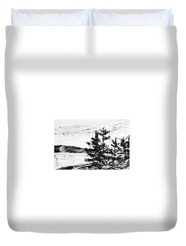 India Ink Duvet Cover featuring the painting Ink Prochade 7 by Petra Burgmann