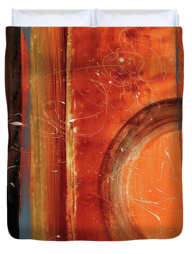 Abstract Duvet Cover featuring the painting Inside The Roche Limit I by Lanie Loreth