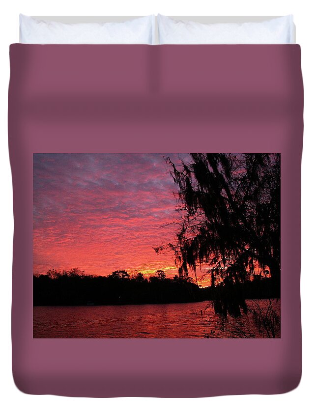 Sunrise Duvet Cover featuring the photograph Intense Sunrise by Karen Stansberry