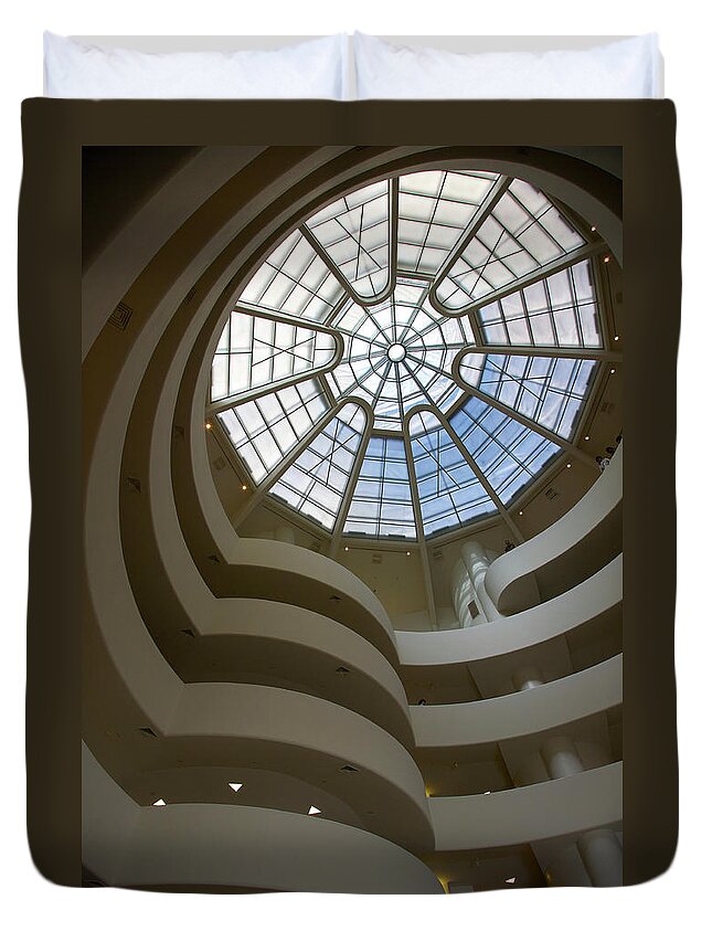 Art Duvet Cover featuring the photograph Interior Atrium With Spiral Ramp And by Barry Winiker