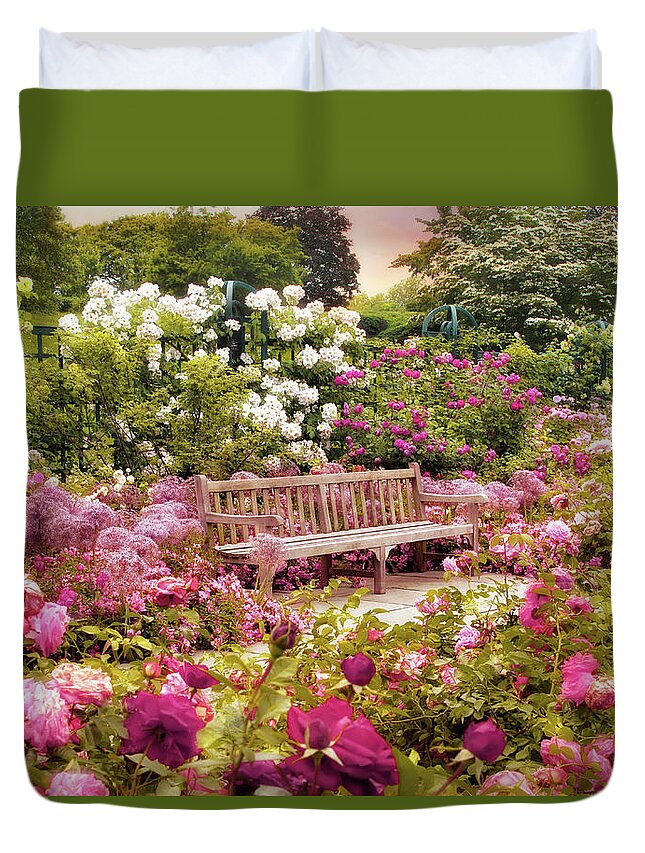 Rose Garden Duvet Cover featuring the photograph Interlude by Jessica Jenney