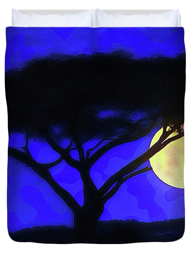 Shadow Of The Moon Duvet Cover featuring the painting Into the Wild - 04 by AM FineArtPrints