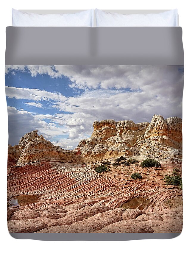 White Pocket Duvet Cover featuring the photograph Intricate Formations by Leda Robertson