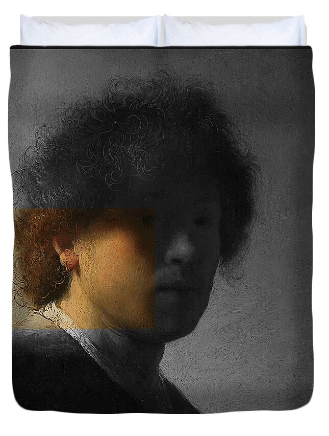 Post Modern Art Duvet Cover featuring the digital art Inv Blend 16 Rembrandt by David Bridburg