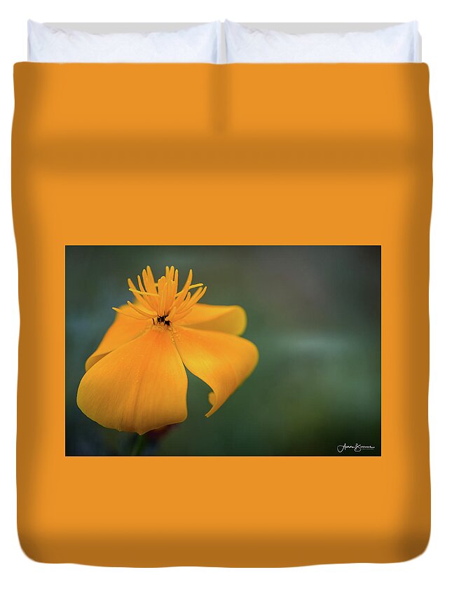 Gold Poppy Duvet Cover featuring the photograph Inverted Pedals by Aaron Burrows