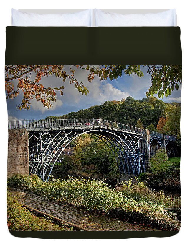 Arch Duvet Cover featuring the photograph Iron Bridge by Gail Johnson