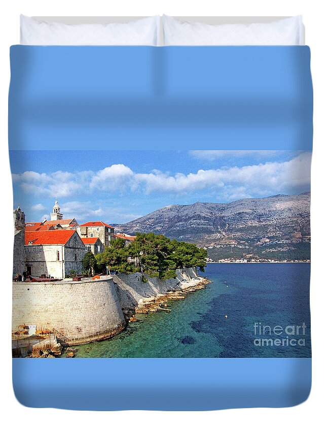 Island Duvet Cover featuring the photograph Island Korcula by Jasna Dragun