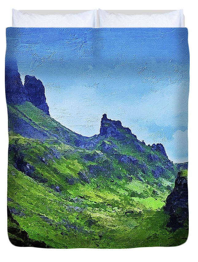 Isle Of Skye Duvet Cover featuring the painting Isle of Skye, Panorama - 01 by AM FineArtPrints