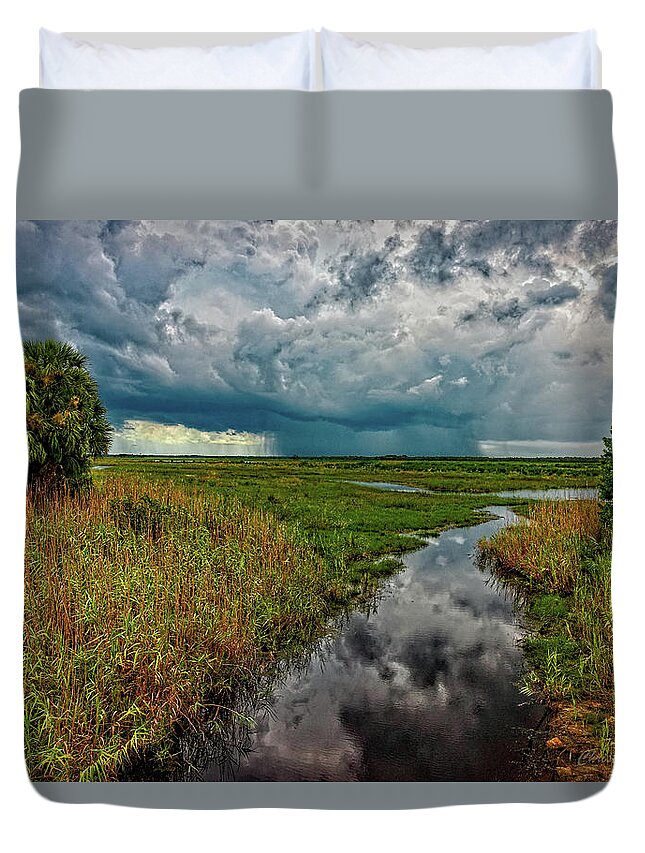Weather Duvet Cover featuring the photograph Isolated Shower by Christopher Holmes