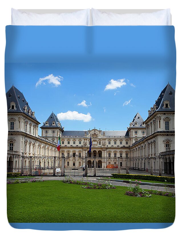 Tranquility Duvet Cover featuring the photograph Italy, Turin, Valentino Palace by Aldo Pavan