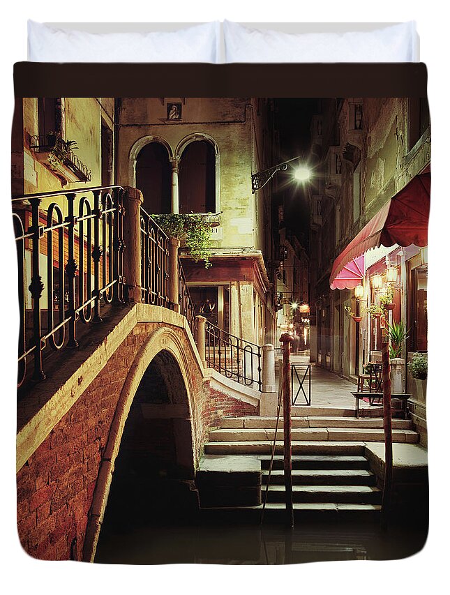 Steps Duvet Cover featuring the photograph Italy, Veneto, Venice, Bridge Across by Gary Yeowell