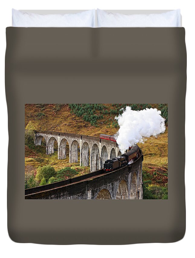 Curve Duvet Cover featuring the photograph Jacobite Express by David Cation Photography