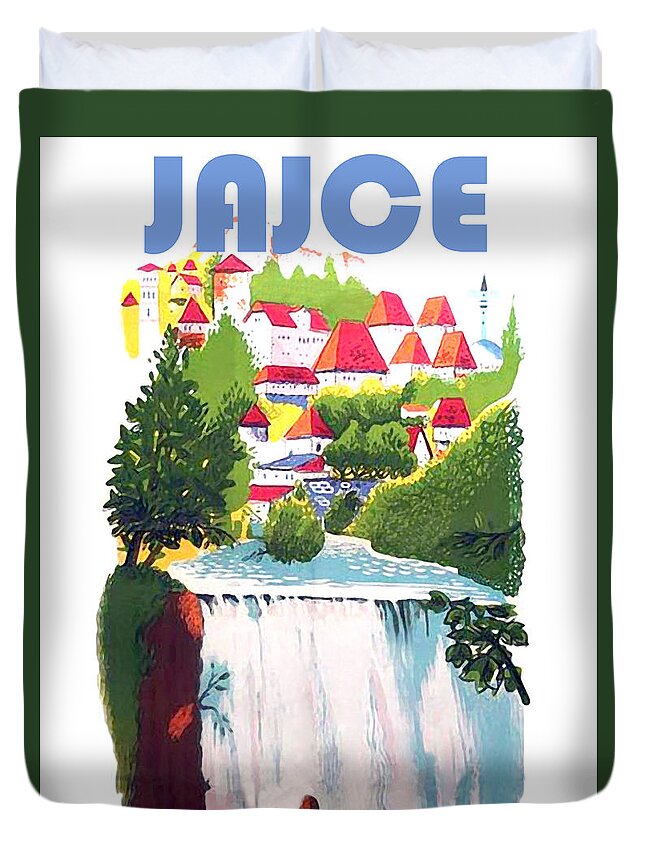 Waterfalls Duvet Cover featuring the digital art Jajce by Long Shot