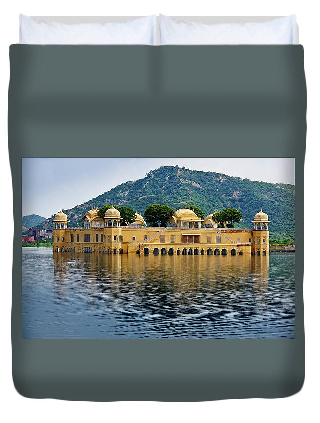 Arch Duvet Cover featuring the photograph Jal Mahal by Joerg Reichel