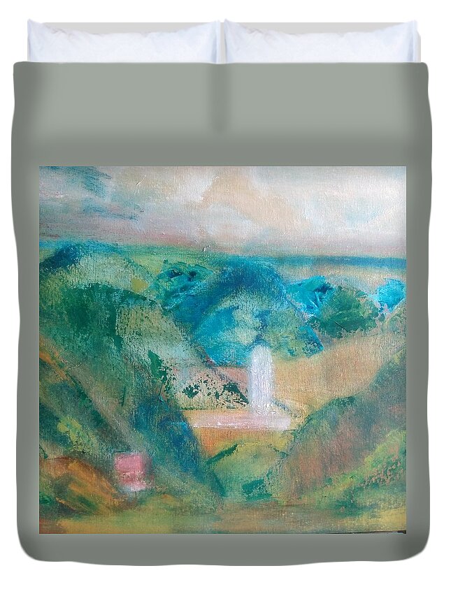 Landscape Duvet Cover featuring the painting Jamaica Cockpit Country by Kippax Williams
