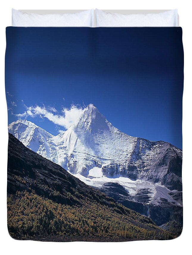 Tranquility Duvet Cover featuring the photograph Jampelyang Sacred Mountains Filmnew22 1 by Wilbur Law