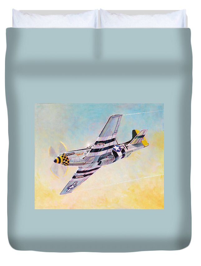 Aviation Duvet Cover featuring the painting Janie by Douglas Castleman