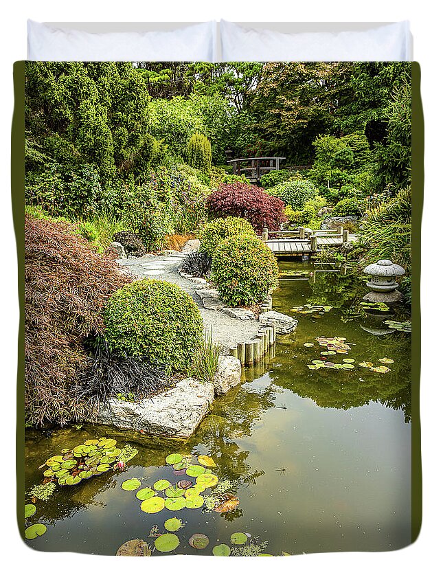 Landscapes Duvet Cover featuring the photograph Japanese Garden-1 by Claude Dalley