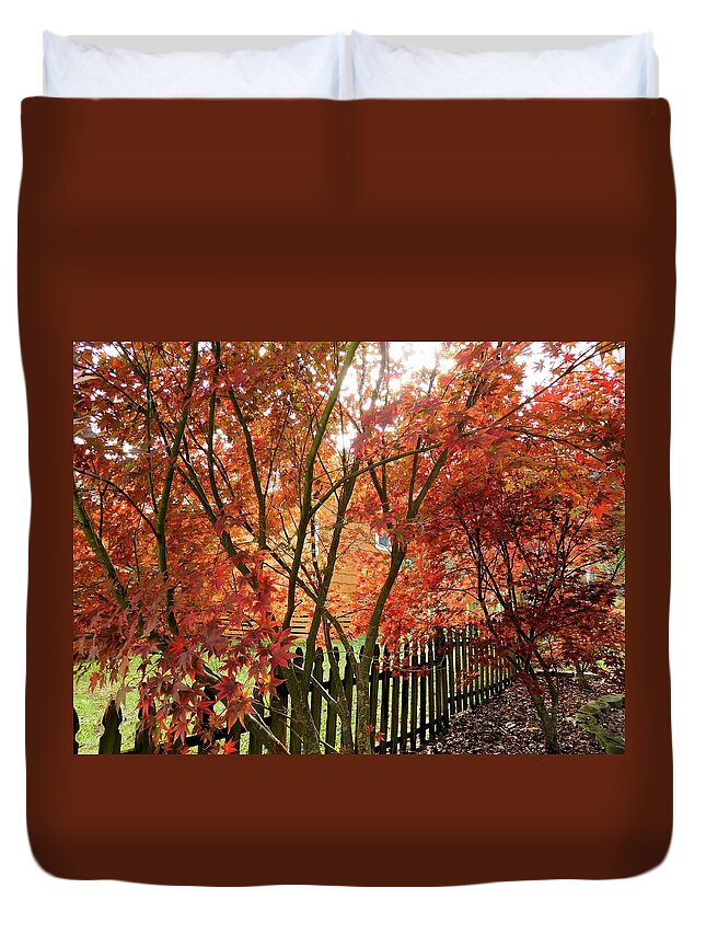 Tree Duvet Cover featuring the photograph Japanese Red Maples by Karen Stansberry