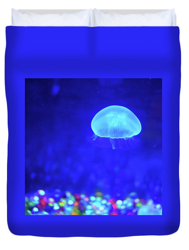 Underwater Duvet Cover featuring the photograph Jellyfish by Ikomad