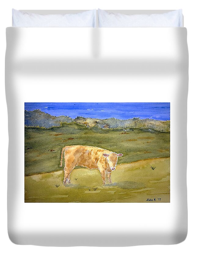 Watercolor Duvet Cover featuring the painting Jersey Lore by John Klobucher