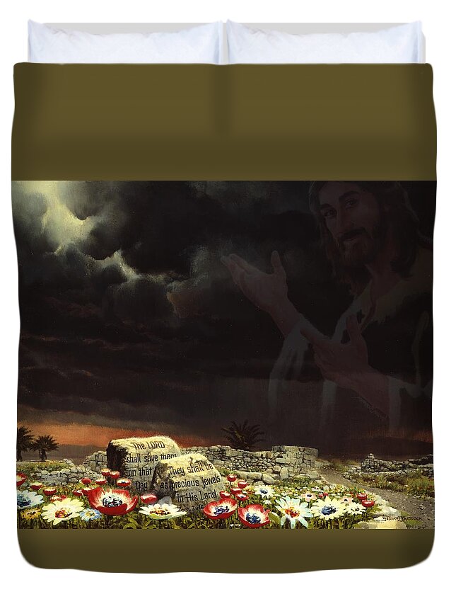 Friend Duvet Cover featuring the painting Jesus and His Jewels by Graham Braddock