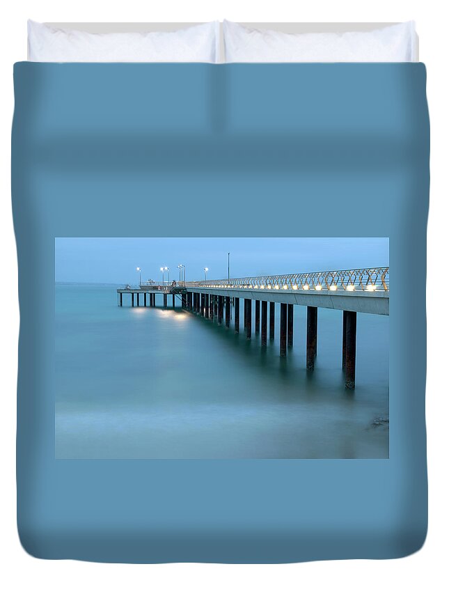 Water's Edge Duvet Cover featuring the photograph Jetty by Shanimiller