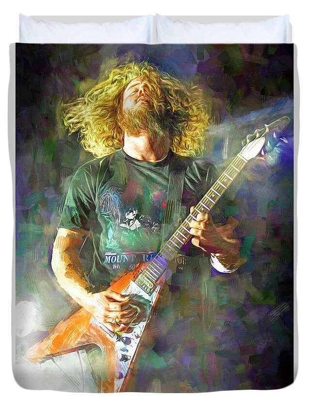 Jim James Duvet Cover featuring the mixed media Jim James My Morning Jacket by Mal Bray