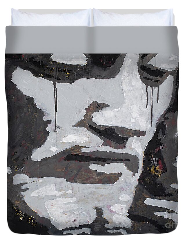 Abstract Duvet Cover featuring the mixed media John 11/35 by SORROW Gallery