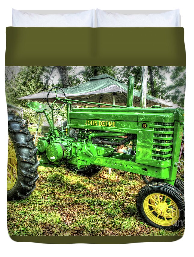 Tractor Duvet Cover featuring the photograph John Deere B by Mike Eingle
