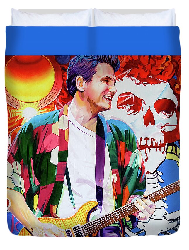 John Mayer Duvet Cover featuring the painting John Mayer Dead and Company by Joshua Morton