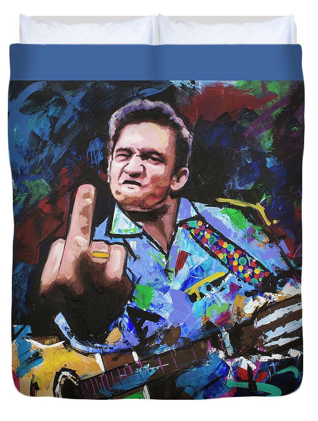 Johnny Cash Duvet Cover featuring the painting Johnny Cash III by Richard Day