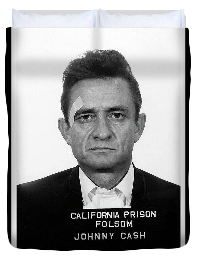 #faatoppicks Duvet Cover featuring the photograph Johnny Cash Mugshot by Jon Neidert