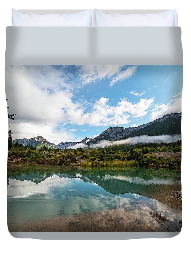 Banff Duvet Cover featuring the photograph Johnston Canyon Ink Pots Banff Canada Wide by Toby McGuire
