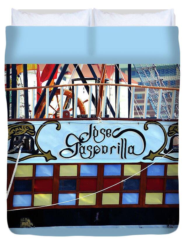 Jose Gasparilla Duvet Cover featuring the photograph Jose Gasparilla's stern by David Lee Thompson