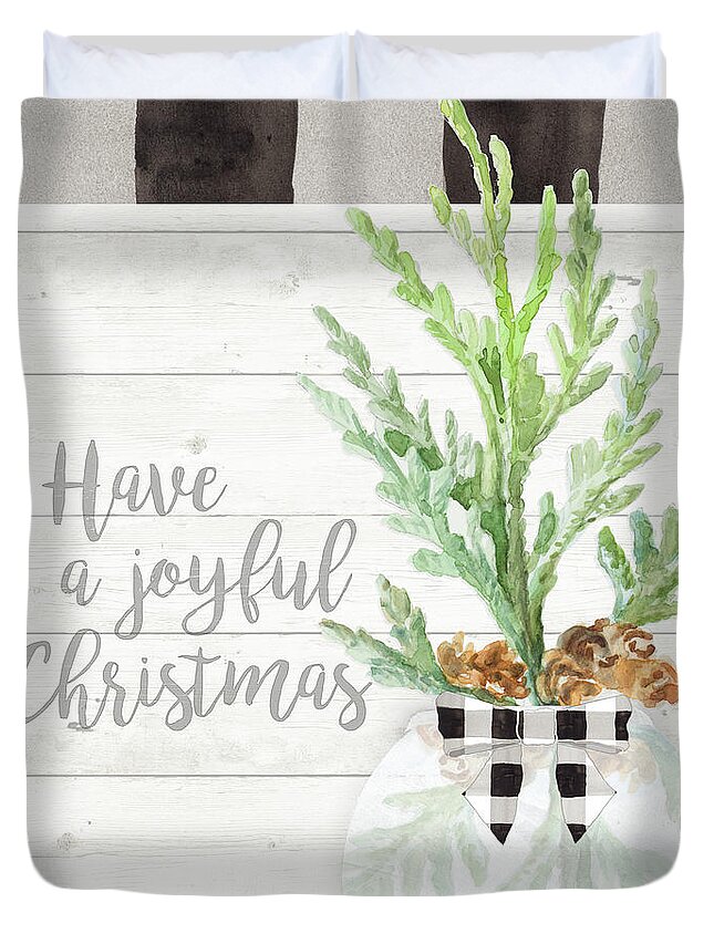 Have Duvet Cover featuring the mixed media Joyful Christmas by Lanie Loreth