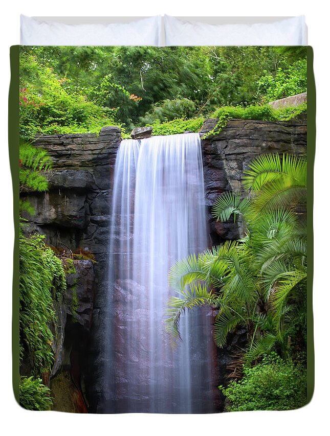 Wdw Duvet Cover featuring the photograph Jungle Waterfall by Mark Andrew Thomas