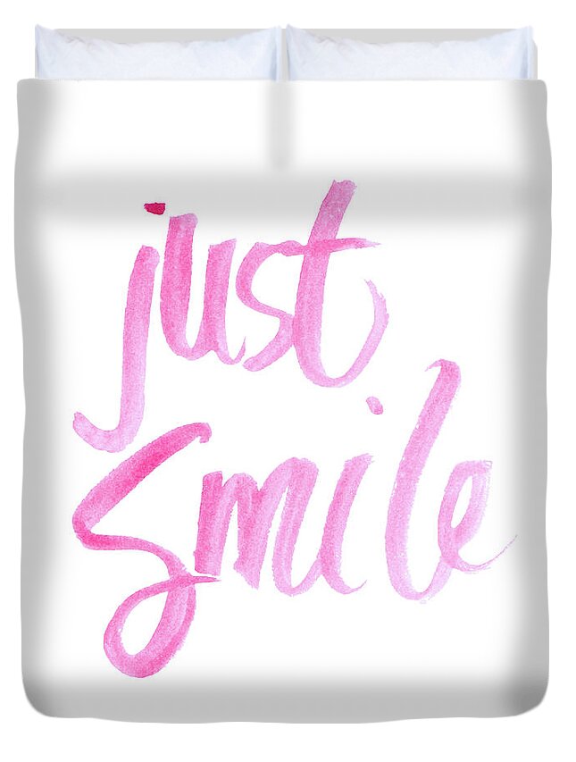 Just Duvet Cover featuring the mixed media Just Smile by Sd Graphics Studio