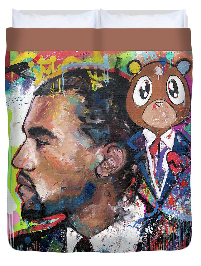 Kanye West Duvet Cover featuring the painting Kanye West by Richard Day