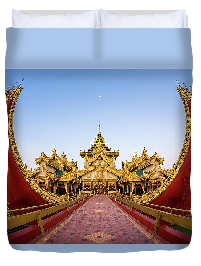 Tranquility Duvet Cover featuring the photograph Karaweik by Monthon Wa